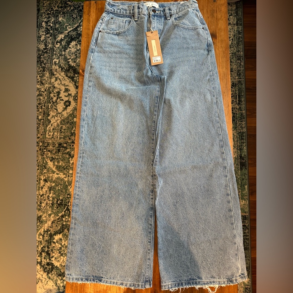 Women's Light Blue Wide Leg Jeans - Picture 4 of 6